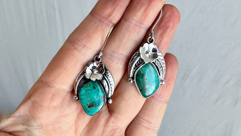 Large Mexican Hoop Earrings Turquoise Mosaic Sterling Silver -  Yourgreatfinds